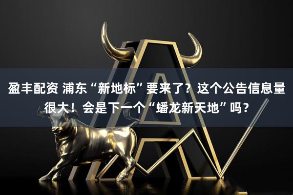 盈丰配资 浦东“新地标”要来了？这个公告信息量很大！会是下一个“蟠龙新天地”吗？