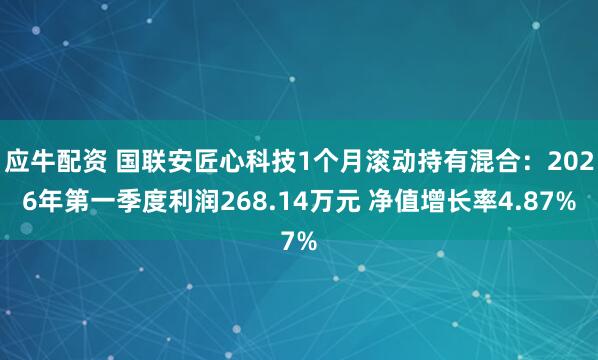 应牛配资 国联安匠心科技1个月滚动持有混合：2026年第一季度利润268.14万元 净值增长率4.87%